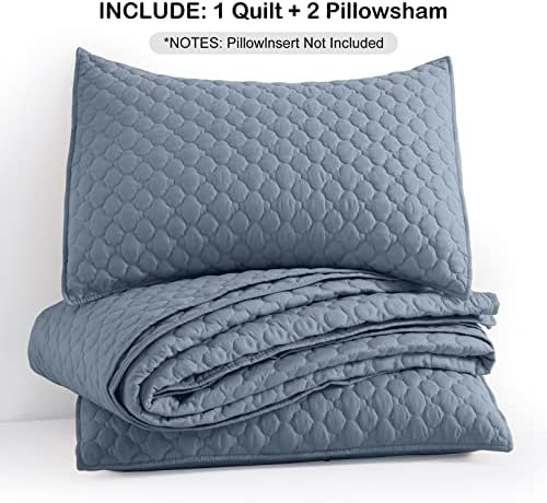 HORIMOTE HOME Quilt King Size Dusty Blue, Lightweight Quilt for Summer Ultra-Soft Microfiber Modern Style Quilted Clouds Pattern Bedspread Quit Set 3 Pieces(1 Quilt and 2 Pillow Shams) - Image 7