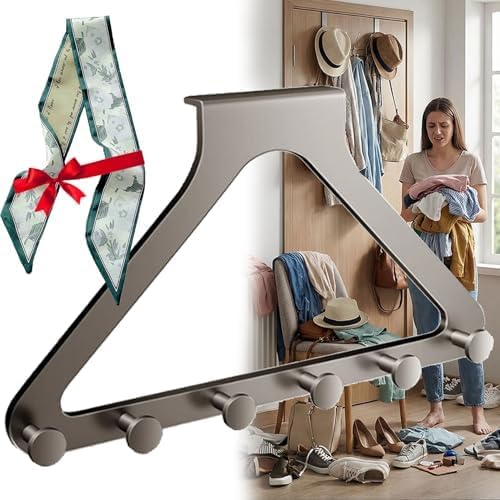 Over-the-Door Hanger Rack - Over-the-Door Hanger Organizer for Coat Hat Scarf Towels,No-Drill Heavy Duty Storage Organizer for Bedroom, Bathroom, and Entryway