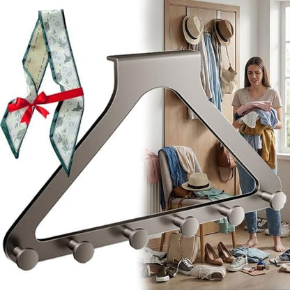 Over-the-Door Hanger Rack - Over-the-Door Hanger Organizer for Coat Hat Scarf Towels,No-Drill Heavy Duty Storage Organizer for Bedroom, Bathroom, and Entryway