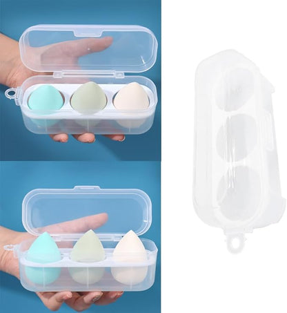 2 Pack Makeup Sponge Holder 3 Slot Container Beauty Sponge Case Powder Puff Storage Organizer Hard Protective Carrying Box Carrier for Beauty Makeup Blenders Set Blending Egg Travel Cosmetic