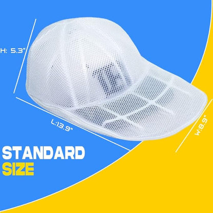 Hat Washer Cage for Washing Machine, Cap Washer with Mesh Bags, Hat Washer for Baseball Caps, Hat Cleaner/Cleaning Protector Cage (White - 2 Pack)