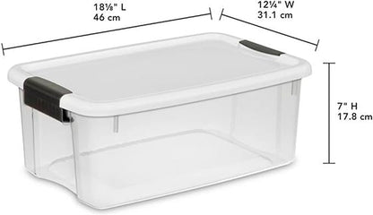 Sterilite 30 Quart (6 Pack) & 18 Quart (6 Pack) Clear Plastic Stackable Storage Container Bin Box Tote with White Latching Lid Organizing Solution