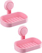 TAILI Soap Holder Soap Dish for Shower, Suction Cup Soap Holder for Shower Wall, Bathroom Accessories, Removable Strong Hold Soap Saver, Drill Free, Pink 2 Set