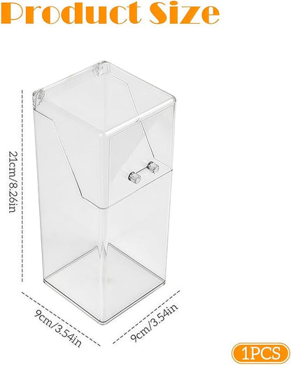 Square Acrylic Cosmetic Brush Organizer with Dustproof Lid, Clear, 9x9x21cm/3.5x3.5x8.3inch, 1pcs, Makeup Storage, Jewellery Storage Container