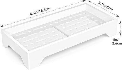 NiHome Self Draining Acrylic Soap Dish Fit for Kitsch, Durable Bathroom & Kitchen Soap Holder with 360° Airflow, Elegant Slotted Design to Keep Soap Bars Dry & Free from Residue, Easy to Clean (White)