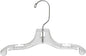 Clear Plastic Baby Top Hanger, (Box of 25) Small 10 inch Space Saving Childrens Shirt Hangers with Notches and 360 Degree Chrome Swivel Hook