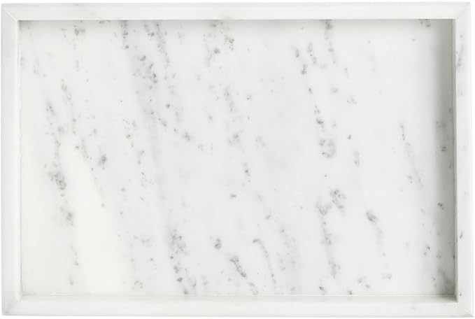 Juvale Large Marble Vanity Tray - Jewelry & Cosmetic Organizer with Drawer Organizer - Bathroom Display with Soap Tray - Home Accent Piece with Marble Decor - 11.7 x 7.7 x 1.1 in White (Pack of 2)