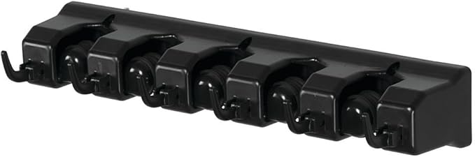 iDesign InterDesign Kitchen, Laundry Room, Garage or Utility Closet – Black Wall Mount Mop & Broom Holder