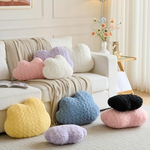 Cloud Throw Pillow, Decorative with Soft Plush, Grey Blue, 19.6 X 15.7" - Image 6