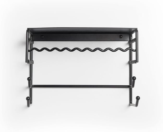 Mango Steam Black 10" Wall Mount Jewelry & Accessory Storage Rack Organizer Shelf for Earrings, Bracelets, Necklaces, & Hair Accessories