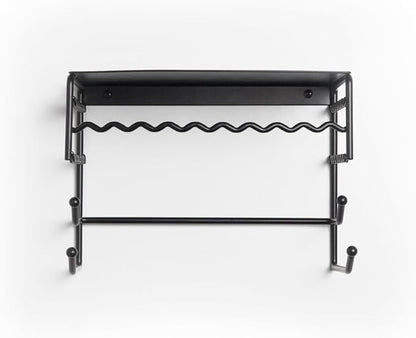 Mango Steam Black 10" Wall Mount Jewelry & Accessory Storage Rack Organizer Shelf for Earrings, Bracelets, Necklaces, & Hair Accessories