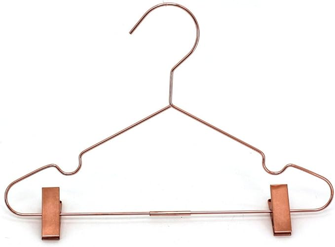 25Pack Koobay 13" Rose Gold Copper Shiny Metal Wire Clothes Hangers With Adjustable Clips for Shirts Coat Storage & Display