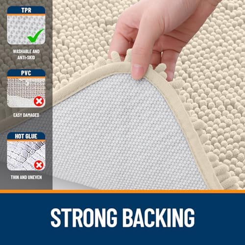 OLANLY Toilet Rugs U-Shaped 24x24, Soft Absorbent Chenille Contour Rugs - Image 6