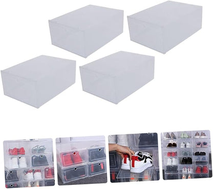4pcs Shoe Storage Boxes Sturdy Pp Drawer Type Organizers for Home Stackable Design for Easy Access for Shoes Boots and Sneakers