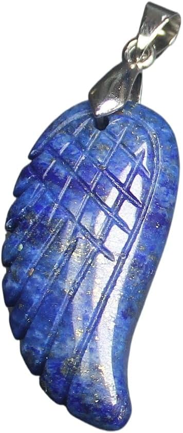 35mm Hand carved mixed gemstom angel wing for necklace pendant bead (lapis)