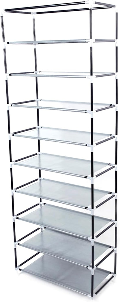 Shoe Rack,10 Tier Shoe Shelf,Shoe Storage Organizer, Space-Saving,22.83 x 11.4 x 63 Inches, Metal Frame,Non-Woven Fabric Shelves,Shoe Storage Cabinet with Dustproof Cover for Entryway, Bedroom,Purple