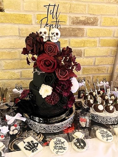 FACINOC Roses Artificial Flowers Burgundy Black Fake Flower Bulk with Stems - Image 5
