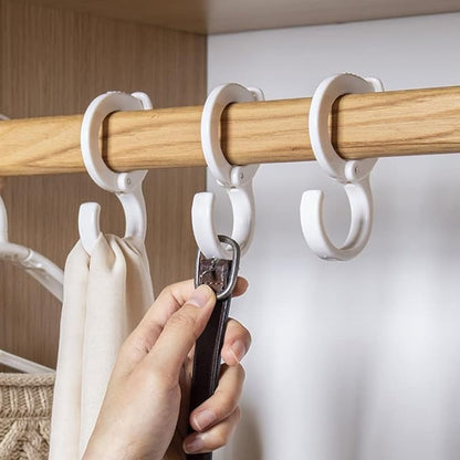 Space Saving Rotated Hanger Hooks Wardrobe Clothes Rack Hanger Organizer Bag Hanger Shoes Belt Scarf Hanging Rack Closet Hanger (White)