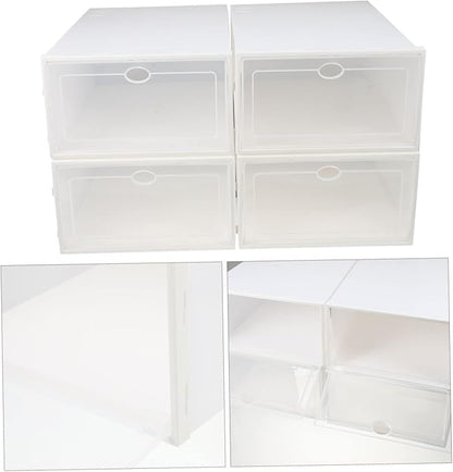4pcs Plastic Shoe Storage Boxes Dustproof Multi-functional Organizer for Home and Dorm Simple Design Easy Access for Men Footwear