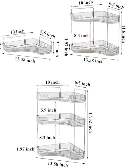 Corner Bathroom Counter Organizer, Vanity Trays for Bathroom, Skincare Makeup Organizer Shelf, Shelf Cosmetics, Toiletries, Lotions, Perfumes (3 Tiers, Clear)