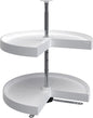 Rev-A-Shelf 24" Pie-Cut Dual Tier Lazy Susan Organizer for Corner Base Kitchen Cabinets, Plastic Home Rotating Storage Shelves, White, 2942-24-11-1