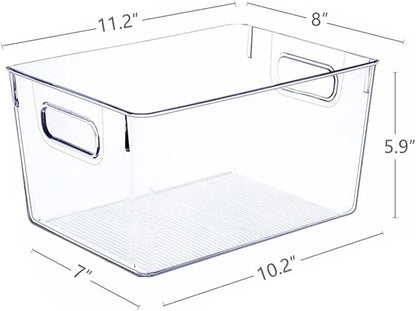 SKTEET Set of 8 Large Clear Plastic Storage Bins (8L), Storage Containers for Pantry Organization and Kitchen Storage Bins,Home Edit and Cabinet Organizers