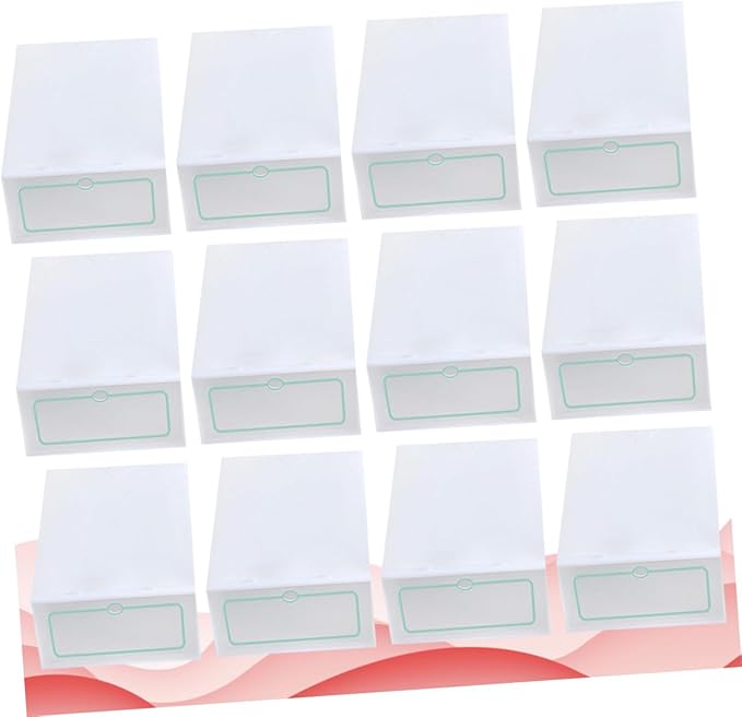 Cabilock 12pcs Large Thickened Plastic Shoes Storage Boxes Stackable Shoe Containers for Closet Organization White