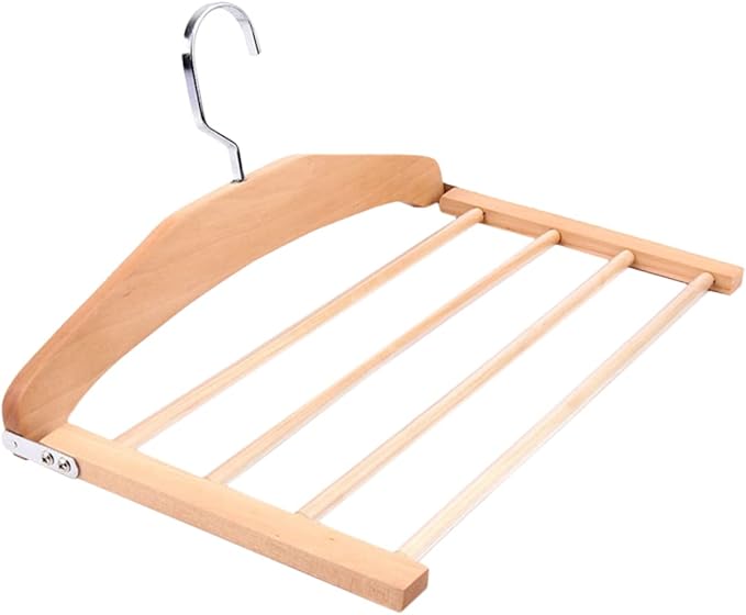 Multifunctional Non Wooden Clothes Hanger for Pants and Skirts Natural Finish Ideal for Closet Organization and Drying Space Saving Design