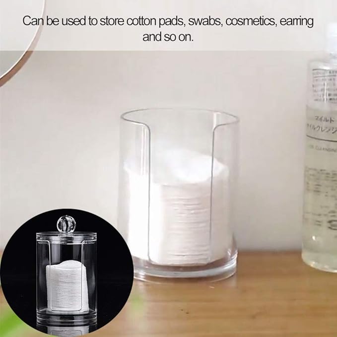 Stylish Makeup Cotton Pad Holder - Clear Acrylic Organizer for Bathroom Canister, Store and Display Cotton Pads with Elegance