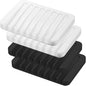 Self Draining Soap Dishes, 4 Pcs Silicone Waterfall Drainer Soap Holder for Bathroom, Extend Soap Life Keep Dry Clean & Easy Cleaning (Black & White)