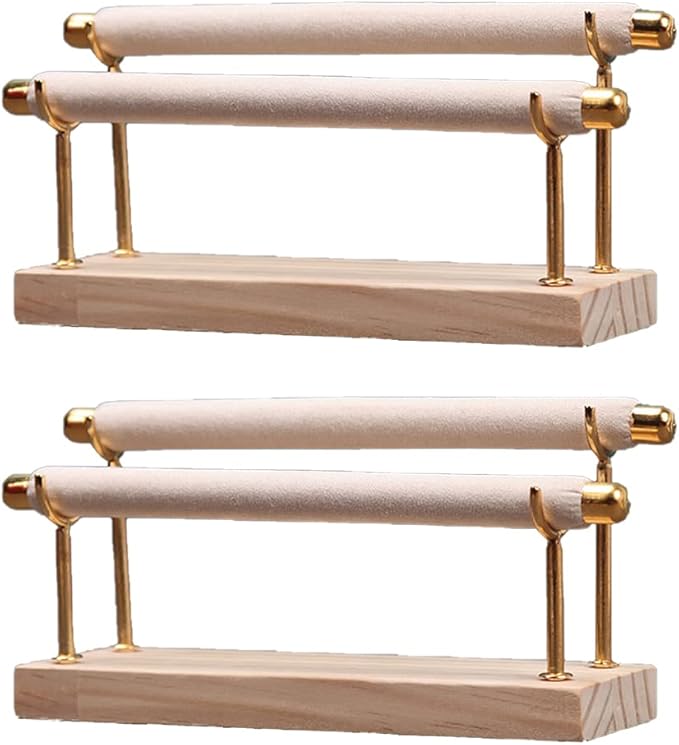 Magik 1-2 Ring Display Holder Detachable Tier Rack Jewelry Storage Organizer Tower (2 Layers, Beige)