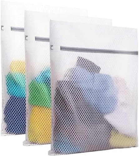 PrettyCare 3 Large (16x19inch) Mesh Laundry Bags for Delicates, Durable Honeycomb Wash Bags with Premium Zippers - Laundry Essentials Mesh Bags for Lingerie, Bras, Socks, Sweater, Travel & Organizing by PrettyCare