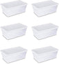 Sterilite 16428012 6 Quart/5.7 Liter Storage Box, White Lid with Clear Base (Pack of 6)