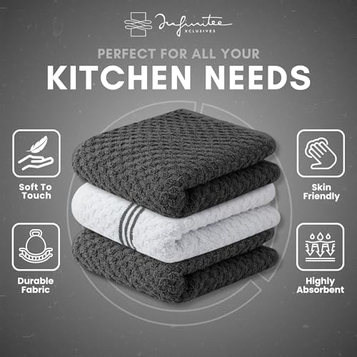 Infinitee Xclusives Kitchen Towels - 3 Pack - Cotton Dish Towel |15" x 25"| - Image 5