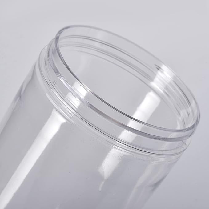 Set of 6Pcs Clear Plastic Food Storage Jar with Lid, Round Transparent Skinny Storage Container for Spaghetti, Pasta and Dry goods (Clear 6pcs)