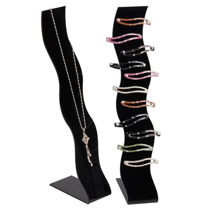 2 Pieces Acrylic Hair Clip Display Stand Hair Clip Storage Rack Jewelry Storage Rack S-Shaped Hairclip Display Stand Hairpin Display Holder Hair Clip Organizer Stand Holder(Black, L)