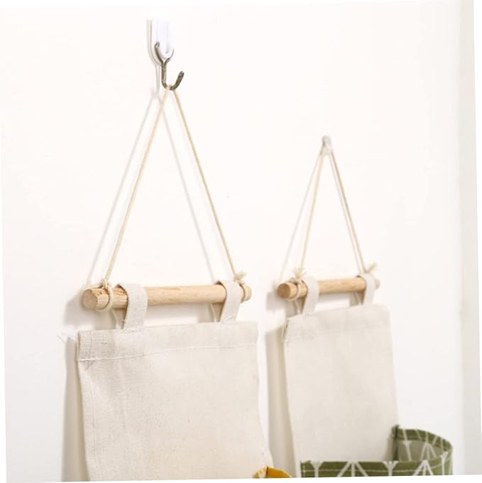 Zerodeko 2pcs Cotton Linen Over Door Hanging Storage Bag Organizer for Bedroom Bathroom Multi-Functional Clothes and Shoe Storage and Grey