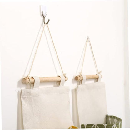 Zerodeko 2pcs Cotton Linen Over Door Hanging Storage Bag Organizer for Bedroom Bathroom Multi-Functional Clothes and Shoe Storage and Grey