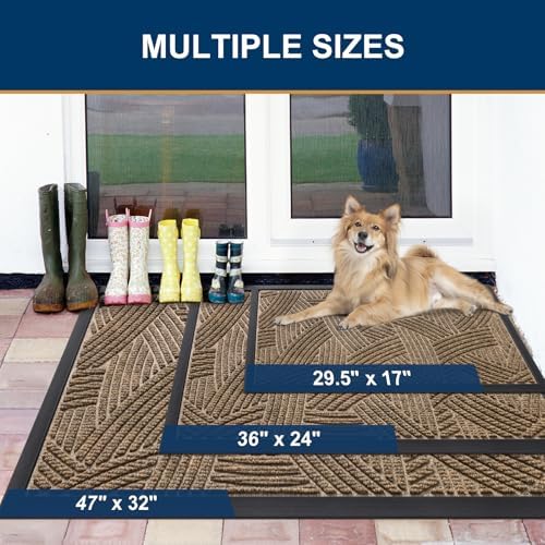 Smiry Front Door Mat Outside Entrance, Low Profile Rubber Doormat, 29.5x17 - Image 2