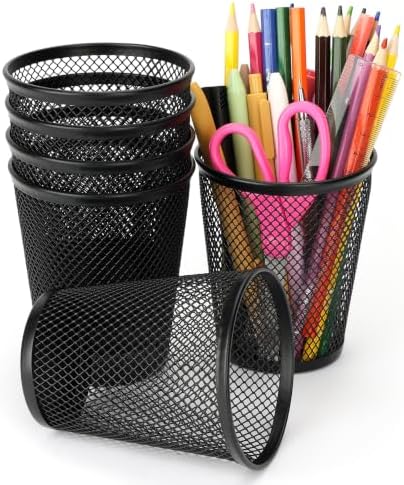Mr. Pen- Mesh Pencil Holder Set, 6 Pack, Metal Desk Organizer Cups by MrPen