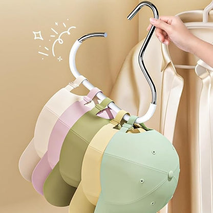 6 Packs Hat Organizer for Baseball Caps,Strong Hat Hanger, Hat Organizer for Closet, Hat Rack for Storage Organizer, Space Saving Hangers Holder 50 Hats and Used for Belt, Scarf, Bra