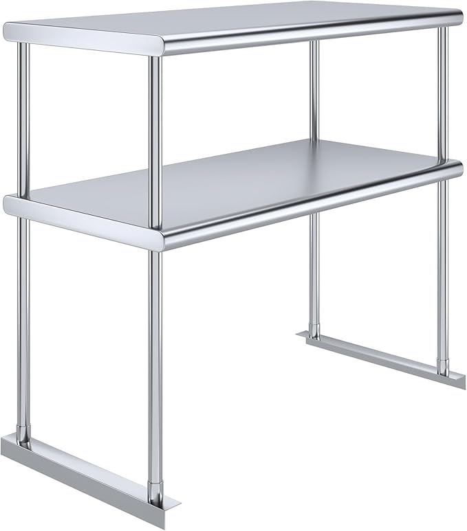 36" x18" NSF Stainless Steel Double Overshelf | 18-Gauge Heavy-Duty | Includes Brackets