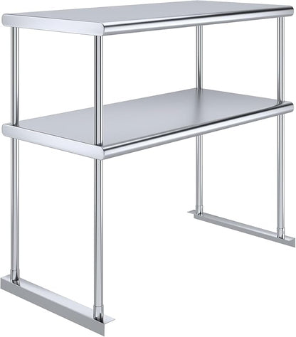 36" x18" NSF Stainless Steel Double Overshelf | 18-Gauge Heavy-Duty | Includes Brackets