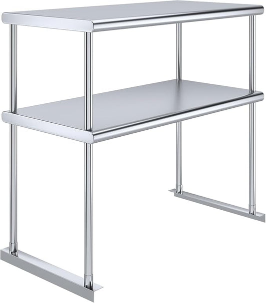 36" x18" NSF Stainless Steel Double Overshelf | 18-Gauge Heavy-Duty | Includes Brackets