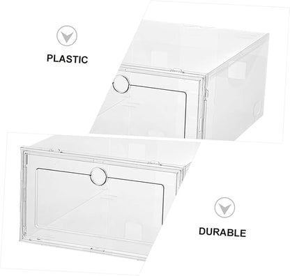 Cabilock 6Pcs Transparent Shoe Storage Boxes Thickened Plastic Containers with Front Opening Drawer Design for Dustproof Shoe Organization Large Capacity for Home Dorm Bedroom Use