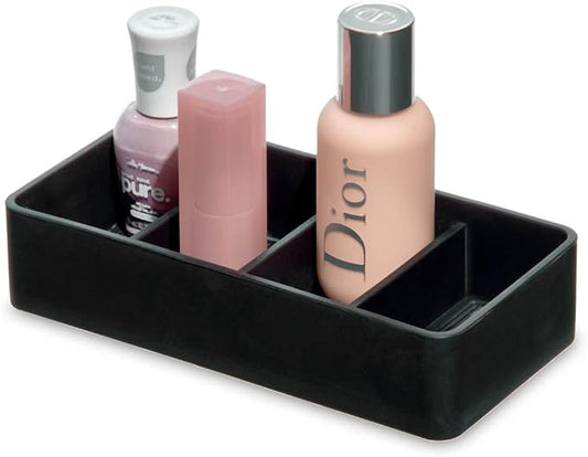 iDesign The Sarah Tanno Collection 4 Slot Silicone Cosmetic Drawer Organizer, Black