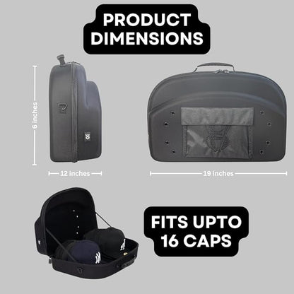 Homiegear Cap Carrier Case - Nylon and Crush-Proof Neoprene - Spacious Storage for Hats, Snap Back and Fitted Caps - Fits up to 14 Headwear - Removable Shoulder Strap, Eyelets for Ventilation – Black