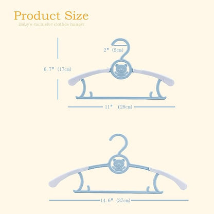 JSF Adjustable Baby Hangers, 20pcs Toddler Kids Child Nursery Closet Hangers - Non-Slip, Extendable, Ideal for Newborn Clothes (Colourful Bear Design)