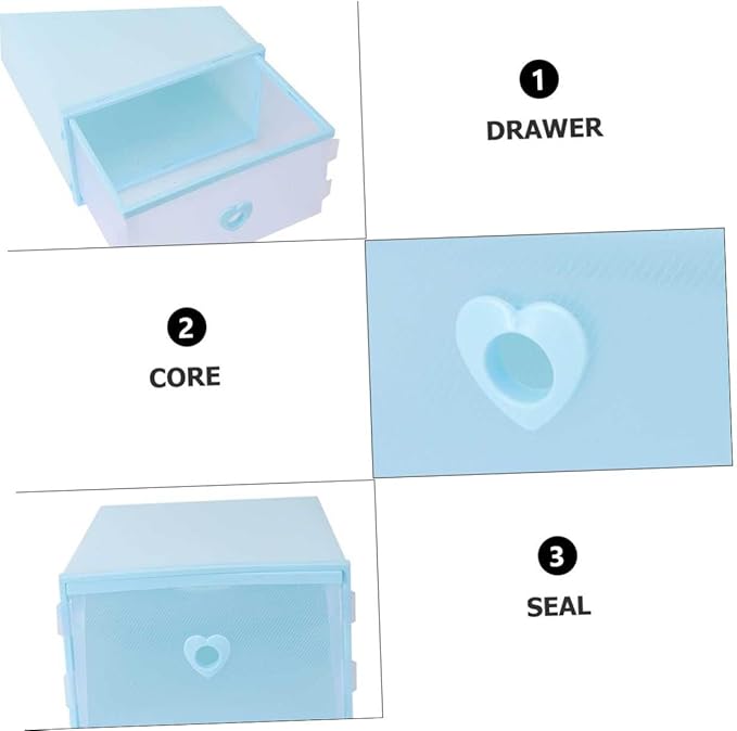 3Pcs Style Transparent Shoe Boxes Dustproof Moisture-resistant PP Plastic Storage Containers with Large Capacity and Slot Design for Socks Cosmetics Organization