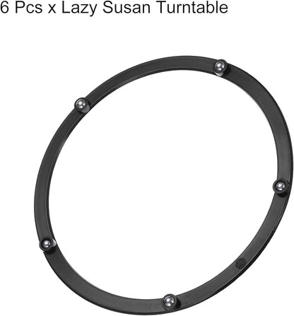 MECCANIXITY 6inch Rotating Swivel Stand with Steel Ball Bearings Annular Lazy Susan Base Turntable for Kitchen Corner Cabinets, 150 x 131mm Black Pack of 6